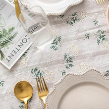 Load image into Gallery viewer, Korean Style Small Daisy Cotton Floral Tablecloth,Tea Table Decoration,Rectangle Table Cover For Kitchen Wedding Dining Room