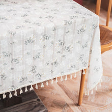 Load image into Gallery viewer, Korean Style Small Daisy Cotton Floral Tablecloth,Tea Table Decoration,Rectangle Table Cover For Kitchen Wedding Dining Room