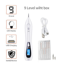 Load image into Gallery viewer, LCD Face Plasma Pen Skin tag remover pen Tattoo removal Black dot Dark Spot verrgas pencil remove warts Laser Mole Removal tools