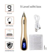 Load image into Gallery viewer, LCD Face Plasma Pen Skin tag remover pen Tattoo removal Black dot Dark Spot verrgas pencil remove warts Laser Mole Removal tools