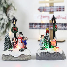 Load image into Gallery viewer, LED Christmas Village Ornaments Microlandscape Resin Figurines Decoration Santa Claus Pine Needles Snow View Holiday Gift