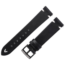 Load image into Gallery viewer, Leather Watchband Black Dark Brown Oil Wax Leather Watch Strap Italian 18mm 20mm 22mm Quick Release Watch Belt Handmade