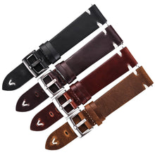 Load image into Gallery viewer, Leather Watchband Black Dark Brown Oil Wax Leather Watch Strap Italian 18mm 20mm 22mm Quick Release Watch Belt Handmade