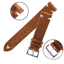 Load image into Gallery viewer, Leather Watchband Black Dark Brown Oil Wax Leather Watch Strap Italian 18mm 20mm 22mm Quick Release Watch Belt Handmade