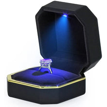 Load image into Gallery viewer, Luxury Jewelry Couple Ring Box With LED Light For Engagement Wedding Ring Box Festival Birthday Jewerly Ring Display Gift Boxes