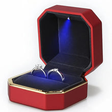 Load image into Gallery viewer, Luxury Jewelry Couple Ring Box With LED Light For Engagement Wedding Ring Box Festival Birthday Jewerly Ring Display Gift Boxes