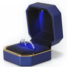 Load image into Gallery viewer, Luxury Jewelry Couple Ring Box With LED Light For Engagement Wedding Ring Box Festival Birthday Jewerly Ring Display Gift Boxes