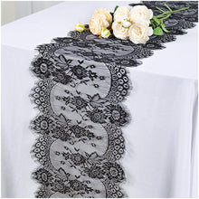 Load image into Gallery viewer, Luxury lace black white Embroidery bed Table Runner flag cloth cover kitchen Christmas Party tablecloth Wedding decor 36*300cm