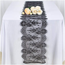 Load image into Gallery viewer, Luxury lace black white Embroidery bed Table Runner flag cloth cover kitchen Christmas Party tablecloth Wedding decor 36*300cm