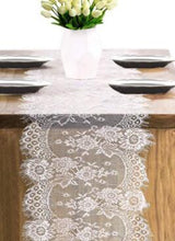 Load image into Gallery viewer, Luxury lace black white Embroidery bed Table Runner flag cloth cover kitchen Christmas Party tablecloth Wedding decor 36*300cm