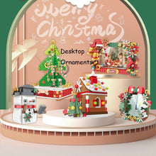 Load image into Gallery viewer, MOC Creative Christmas Fun Desk Mirror Bricks Santa Claus Gingerbread House Sets Building Block Decoration Toys Kids Boys Gifts