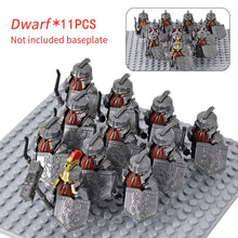 Load image into Gallery viewer, MOC Medieval Dwarf Warrior Elves Knights lotr Figures Building Blocks Accessories Armor Shield Weapon DIY Toys For Children gift