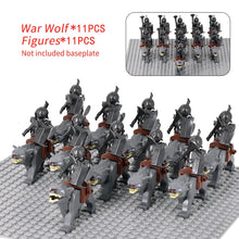 Load image into Gallery viewer, MOC Medieval lotr Figures Orc Soldiers Raider Vargr Wolf Elephant Mount Knights Building Blocks Bricks Toys for children gifts