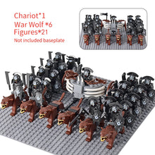 Load image into Gallery viewer, MOC Medieval lotr Figures Orc Soldiers Raider Vargr Wolf Elephant Mount Knights Building Blocks Bricks Toys for children gifts