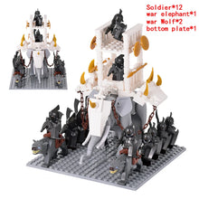 Load image into Gallery viewer, MOC Medieval lotr Figures Orc Soldiers Raider Vargr Wolf Elephant Mount Knights Building Blocks Bricks Toys for children gifts