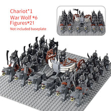 Load image into Gallery viewer, MOC Medieval lotr Figures Orc Soldiers Raider Vargr Wolf Elephant Mount Knights Building Blocks Bricks Toys for children gifts