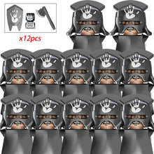 Load image into Gallery viewer, MOC Medieval lotr Figures Orc Soldiers Raider Vargr Wolf Elephant Mount Knights Building Blocks Bricks Toys for children gifts
