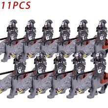 Load image into Gallery viewer, MOC Medieval lotr Figures Orc Soldiers Raider Vargr Wolf Elephant Mount Knights Building Blocks Bricks Toys for children gifts