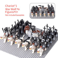 Load image into Gallery viewer, MOC Medieval lotr Figures Orc Soldiers Raider Vargr Wolf Elephant Mount Knights Building Blocks Bricks Toys for children gifts