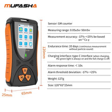Load image into Gallery viewer, MUFASHA Nuclear Radiation Detector with Built-in Lithium Battery X-ray Y-ray B-ray Water/Dust/Falling Proof