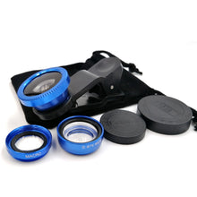 Load image into Gallery viewer, Macro Lens For Phone Lens 3 in 1 Cell Phone Magnifier Wide Angle Macro Fisheye Lens For Mobile Phones Lens For Macro Photography