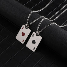 Load image into Gallery viewer, Men Statement Poker Lucky Ace of Spades Pendant Necklace Red Black Silver Color Stainless Steel Long Chain Necklaces Jewelry