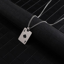 Load image into Gallery viewer, Men Statement Poker Lucky Ace of Spades Pendant Necklace Red Black Silver Color Stainless Steel Long Chain Necklaces Jewelry