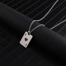 Load image into Gallery viewer, Men Statement Poker Lucky Ace of Spades Pendant Necklace Red Black Silver Color Stainless Steel Long Chain Necklaces Jewelry