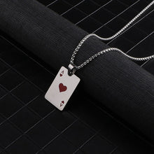 Load image into Gallery viewer, Men Statement Poker Lucky Ace of Spades Pendant Necklace Red Black Silver Color Stainless Steel Long Chain Necklaces Jewelry