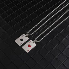Load image into Gallery viewer, Men Statement Poker Lucky Ace of Spades Pendant Necklace Red Black Silver Color Stainless Steel Long Chain Necklaces Jewelry