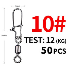 Load image into Gallery viewer, Fishhook 50PCS Pike Fishing Accessories Connector Pin Bearing Rolling Swivel Stainless Steel Snap Fishhook Lure Swivels Tackle