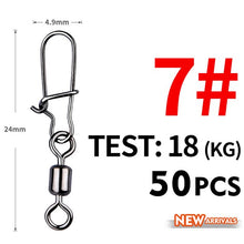 Load image into Gallery viewer, Fishhook 50PCS Pike Fishing Accessories Connector Pin Bearing Rolling Swivel Stainless Steel Snap Fishhook Lure Swivels Tackle