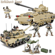 Load image into Gallery viewer, Military M2 Bradley M4 Sherman M1A2 Abrams US Tank Building Blocks Bricks Model WW2 Army Soldier Weapon Children Toys for Boys