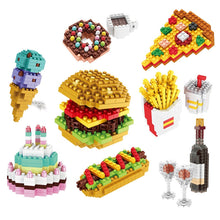 Load image into Gallery viewer, Mini Blocks Moc Fast Food Burger Ice Cream French Fries Diamond Blocks DIY Puzzle Assembly Ornament Children's Toys Holiday Gift