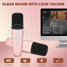Load image into Gallery viewer, Mini Karaoke Machine for Kids,Portable Bluetooth Speaker with 2 Wireless Microphones for Kids and Adults Birthday Party Home