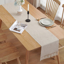 Load image into Gallery viewer, Modern Table Runner Simple Nordic Style Beige Table Flag Handmade Tassel Cotton Linen Tablecloth Bed Runners Table Decoration