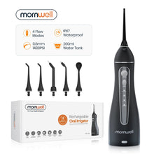 Load image into Gallery viewer, Portable Oral Irrigator With Travel Bag Water Flosser USB Rechargeable 5 Nozzles Water Jet 200ml Water Tank Waterproof 0ral irrigator