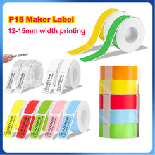 Load image into Gallery viewer, Multi Size P15 Label Paper Rolls Sticker 15*30mm 12*40mm White Color Cable Transparent P15 Thermal Label Printer Adhesive Tape