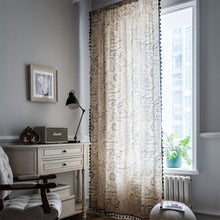 Load image into Gallery viewer, Window Curtains for Kitchen Living Room Bedroom Home Decoration Curtain Letter Cotton Linen Green Pine Cone Printing
