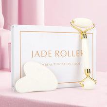 Load image into Gallery viewer, Natural Facial Massager Face Roller Gua Sha Scraper Double Heads Jade Stone Roller Skin Care Rose Quartz Massage for Face Body