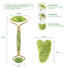 Load image into Gallery viewer, Natural Facial Massager Face Roller Gua Sha Scraper Double Heads Jade Stone Roller Skin Care Rose Quartz Massage for Face Body