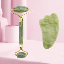 Load image into Gallery viewer, Natural Facial Massager Face Roller Gua Sha Scraper Double Heads Jade Stone Roller Skin Care Rose Quartz Massage for Face Body