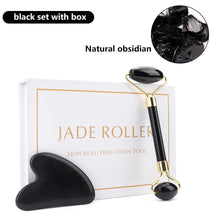 Load image into Gallery viewer, Natural Rose Quartz Jade Roller Gua Sha Set Facial Body Massager Roller Jade Stone Massage Set Face Lifting Beauty Massage Tools