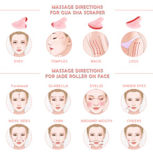 Load image into Gallery viewer, Natural Rose Quartz Jade Roller Gua Sha Set Facial Body Massager Roller Jade Stone Massage Set Face Lifting Beauty Massage Tools