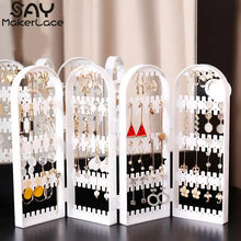 Load image into Gallery viewer, Necklace Jewelry Shelf Stand Holder Folding Earrings Studs Display Rack Panels Screen Organizer Storage Box