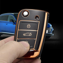 Load image into Gallery viewer, New TPU Car Flip Key Case Cover Shell for Golf 7 MK7 Tiguan MK2 for Seat Ateca Leon FR Ibiza Skoda Octavia Kodiaq