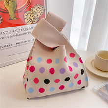 Load image into Gallery viewer, New Wide Striped Handmade Knitted Handbag Minimalist Korean Women Mini Knot Wrist Bag Tote Bag Student Reusable Shopping Bags