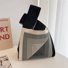 Load image into Gallery viewer, New Wide Striped Handmade Knitted Handbag Minimalist Korean Women Mini Knot Wrist Bag Tote Bag Student Reusable Shopping Bags