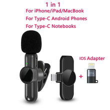 Load image into Gallery viewer, New Wireless Lavalier Microphone Noise Cancelling Audio Video Recording for iPhone/iPad/Android/Xiaomi/Samsung Live Game Mic