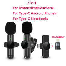 Load image into Gallery viewer, New Wireless Lavalier Microphone Noise Cancelling Audio Video Recording for iPhone/iPad/Android/Xiaomi/Samsung Live Game Mic